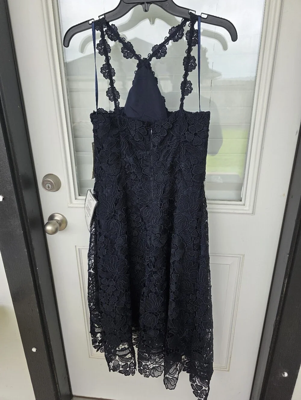 NWT Eliza J Navy Lace Halter Midi Dress Floral Lace Cocktail Dress Size 8 Party